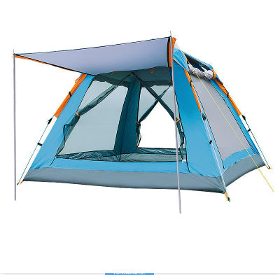 Fully Automatic Speed Beach Camping Tent blue with orange trim, multi-person rainproof shelter on Tampa Home & Garden Store