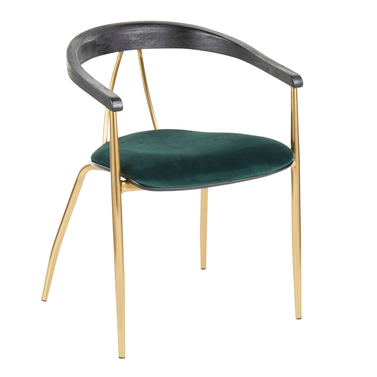 Vanessa Contemporary Chair Set of 2 HouseOfZazla in green velvet with gold legs on Tampa Home & Garden Store