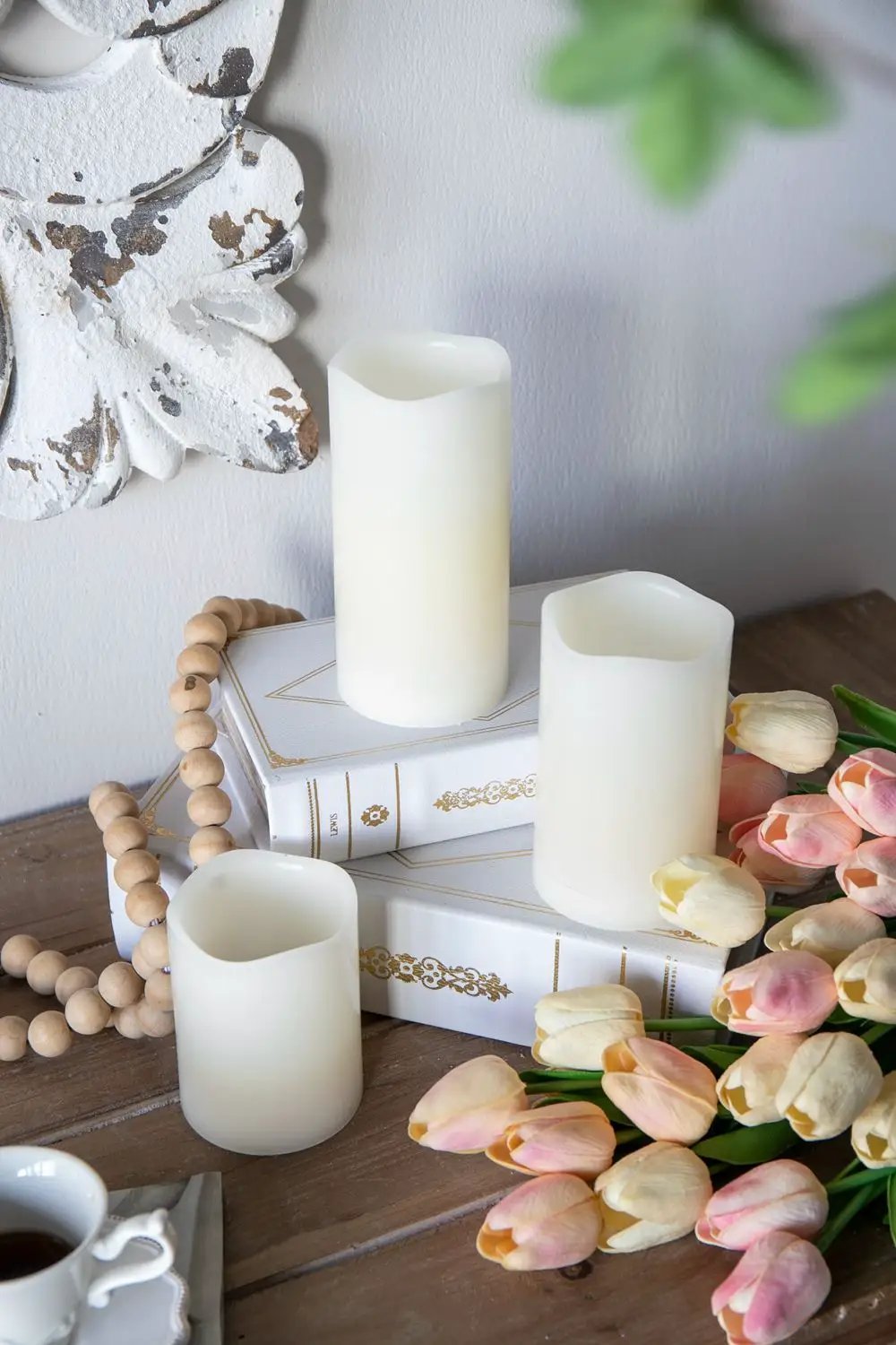 LED Candles With Remote Timer Set Of 3 Ivory
