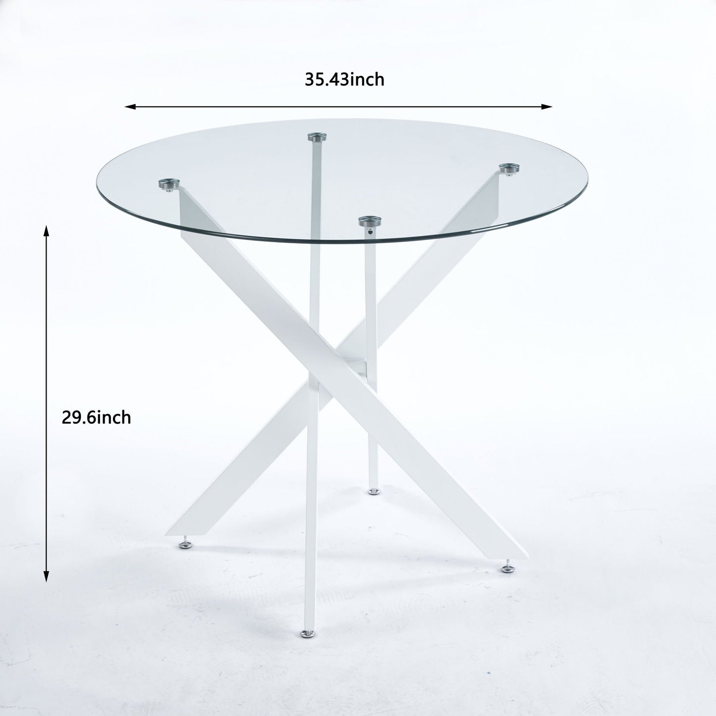 Modern Glass Dining Table with Metal Cross Legs