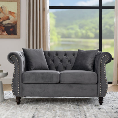 Chesterfield Sofa With Nailhead Trim and Cushions