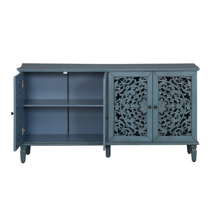 60in antique buffet cabinet with floral carvings and adjustable shelves HouseOfZazla on Tampa Home & Garden Store