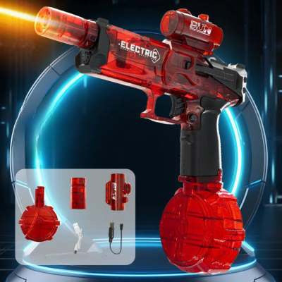 Fire Rat electric water pistol AC223 with transparent red tank and LED light; full auto spray on Tampa Home & Garden Store
