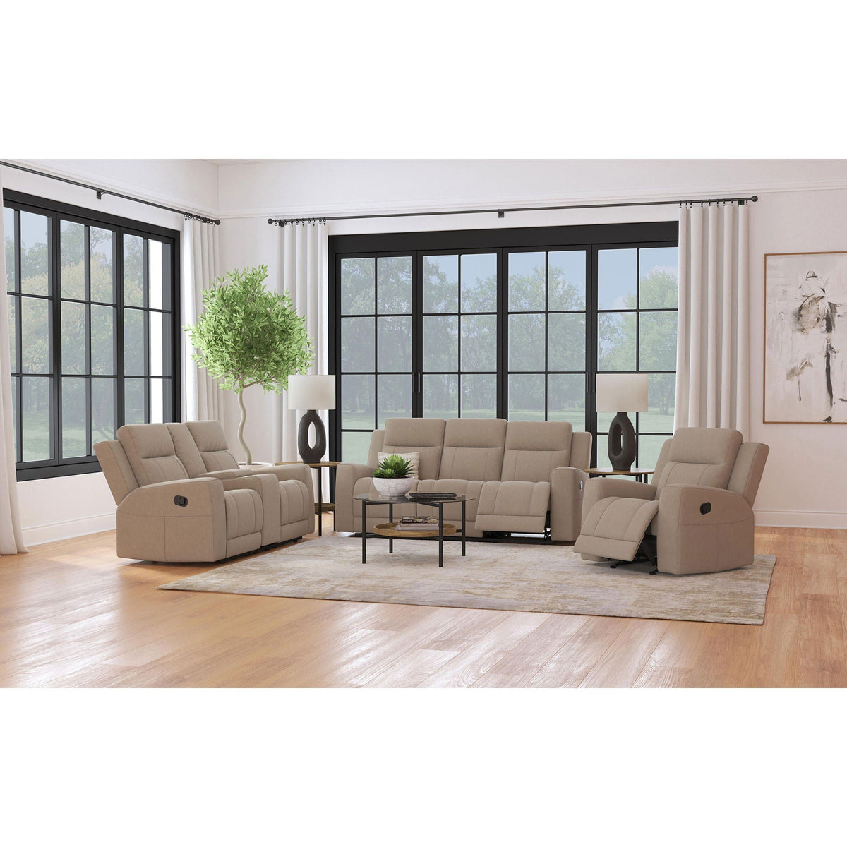 Slater taupe upholstered recliner chairs set of 6 with manual recline by HouseOfZazla on Tampa Home & Garden Store