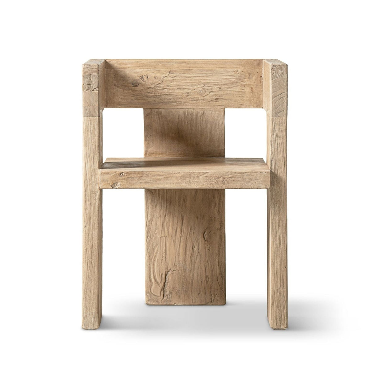 Sculptural Block Accent Arm Chair in reclaimed elm with brown finish by HouseOfZazla on Tampa Home & Garden Store