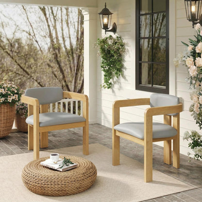 Set of Two Outdoor Acacia Wood Dining Chairs