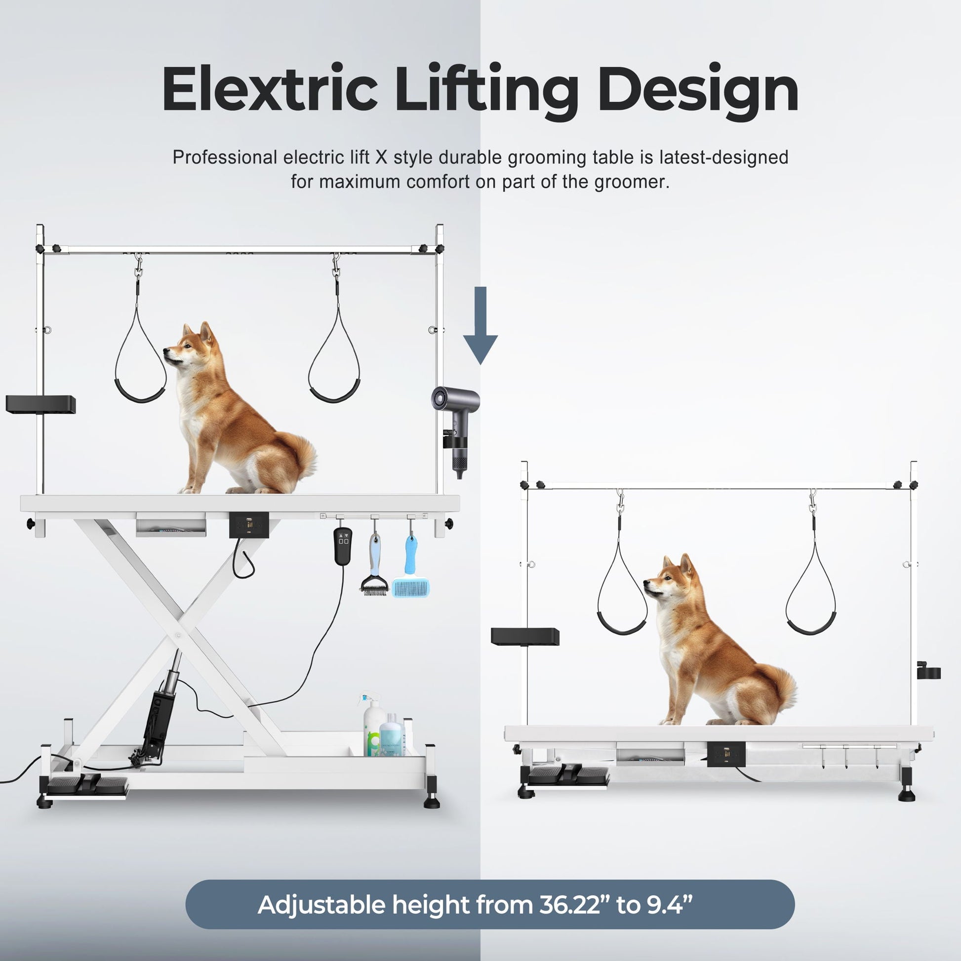 Super Deluxe Electric Pet Grooming Table with adjustable height and pet harnesses HouseOfZazla on Tampa Home & Garden Store