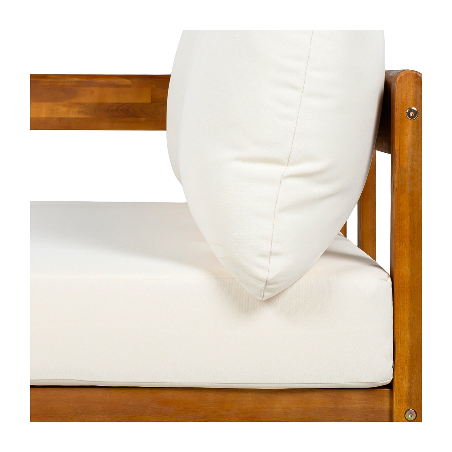 U_Style Acacia Solid Wood Patio Furniture Set with cream cushions and natural wood frame on Tampa Home & Garden Store