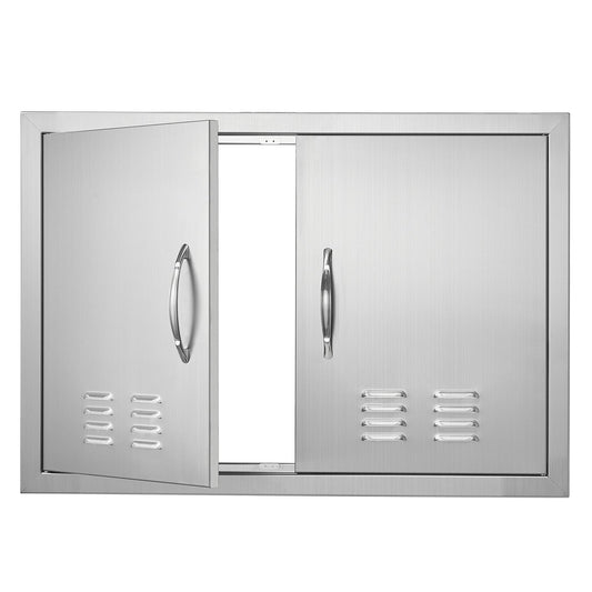 Double stainless steel BBQ access door set 30W x 21H with handles by HouseOfZazla on Tampa Home & Garden Store