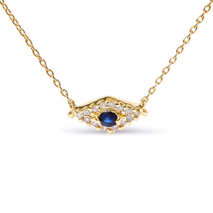 10K yellow gold evil eye pendant with blue sapphire and diamond accents on an 18in chain on Tampa Home & Garden Store