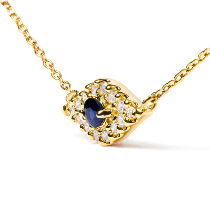 10K yellow gold evil eye pendant necklace with blue sapphire centerpiece and diamond halo on Tampa Home & Garden Store