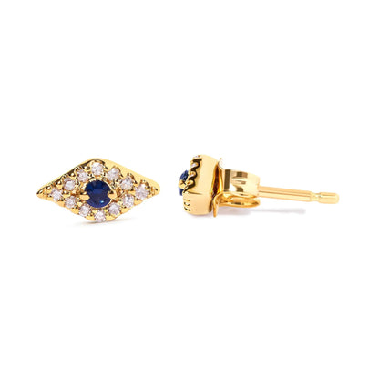 Earrings Bids.com, 10K yellow gold evil eye sapphire diamond-accent stud, blue center pair on Tampa Home & Garden Store