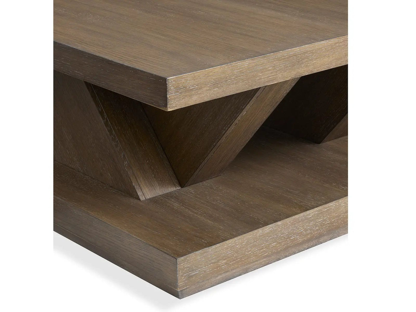 Lansbury cocktail table antique wheat finish with geometric leg base Unique Piece Furniture on Tampa Home & Garden Store