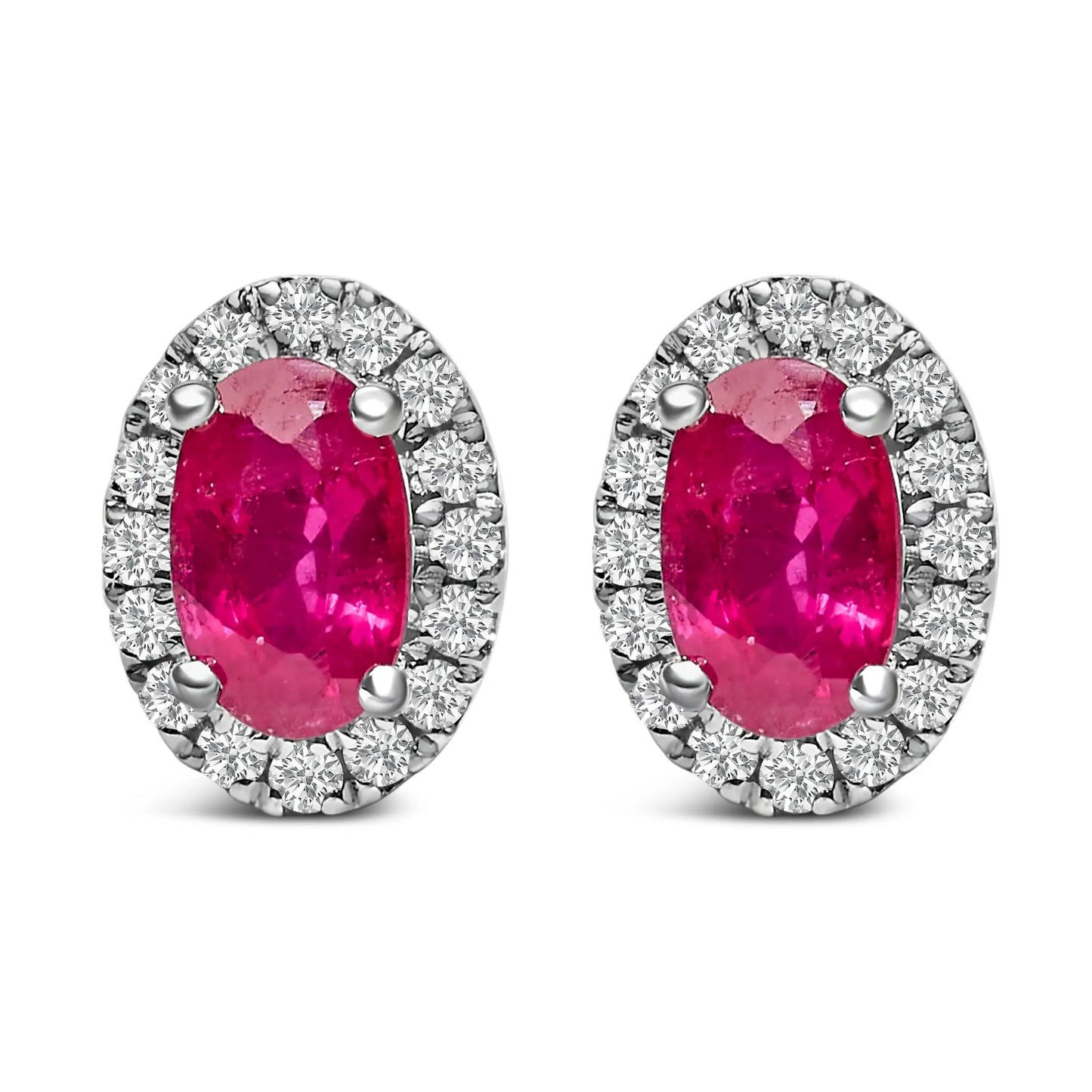 10K white gold oval purple amethyst stud earrings with diamond halo, pair by Bids.com on Tampa Home & Garden Store