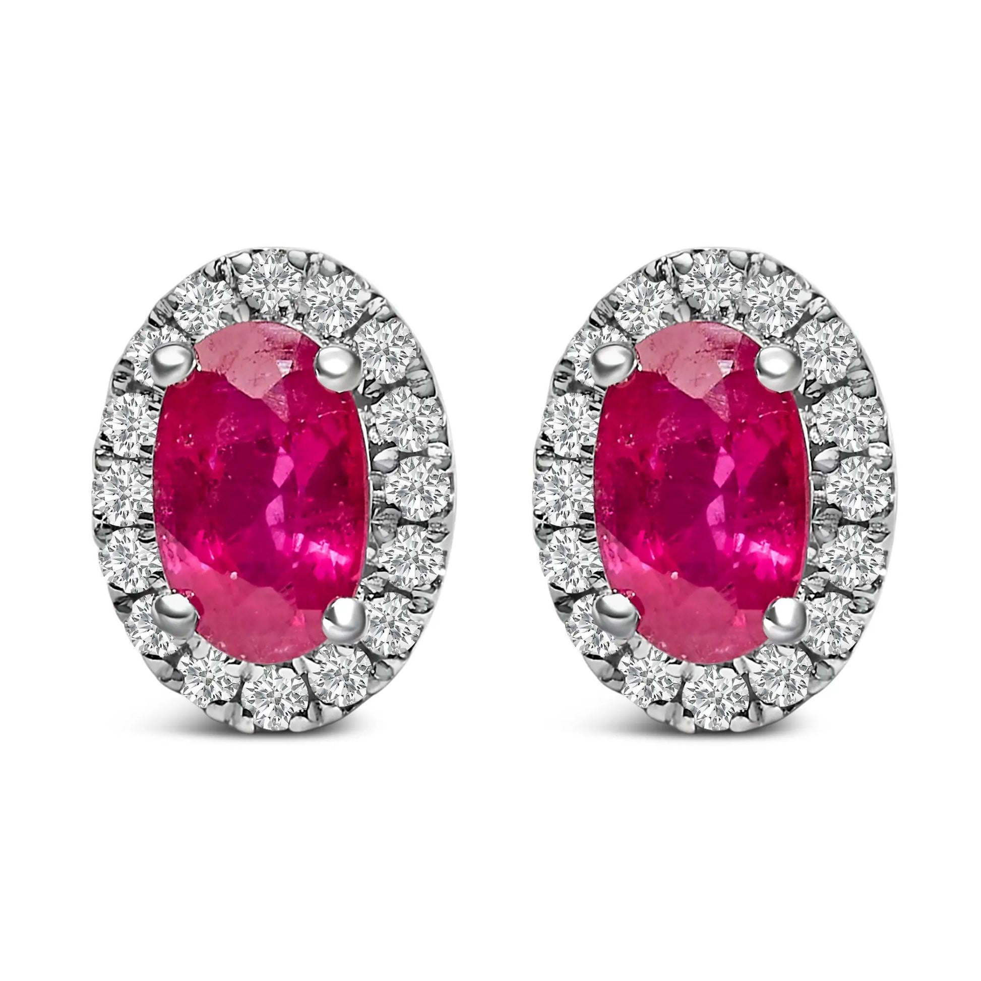 10K white gold oval purple amethyst stud earrings with diamond halo, pair by Bids.com on Tampa Home & Garden Store