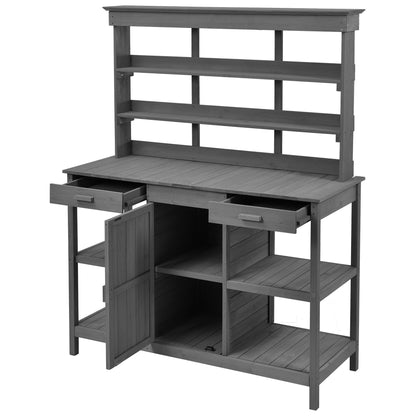 Topmax 66'' outdoor farmhouse wooden potting bench with upper work surface and storage drawers on Tampa Home & Garden Store