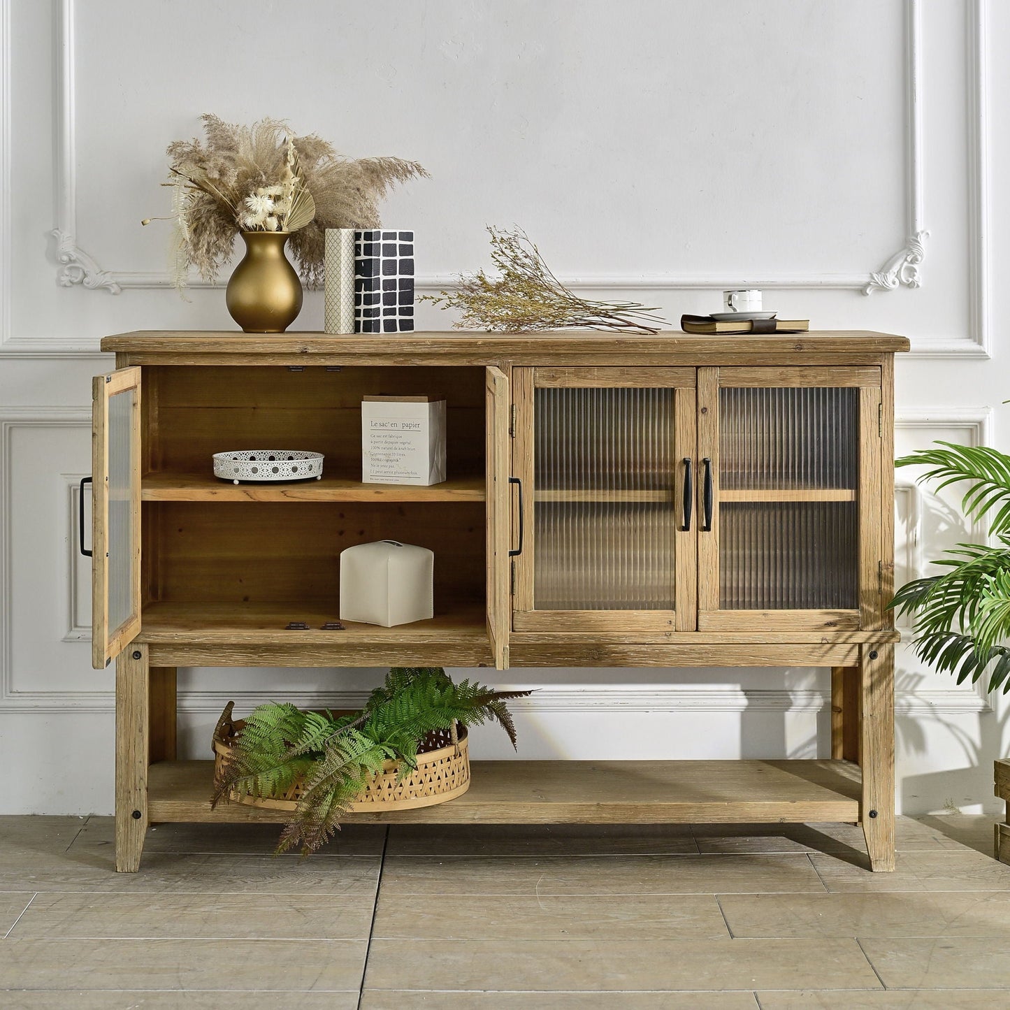Natural Wood Kitchen Sideboard for Storage