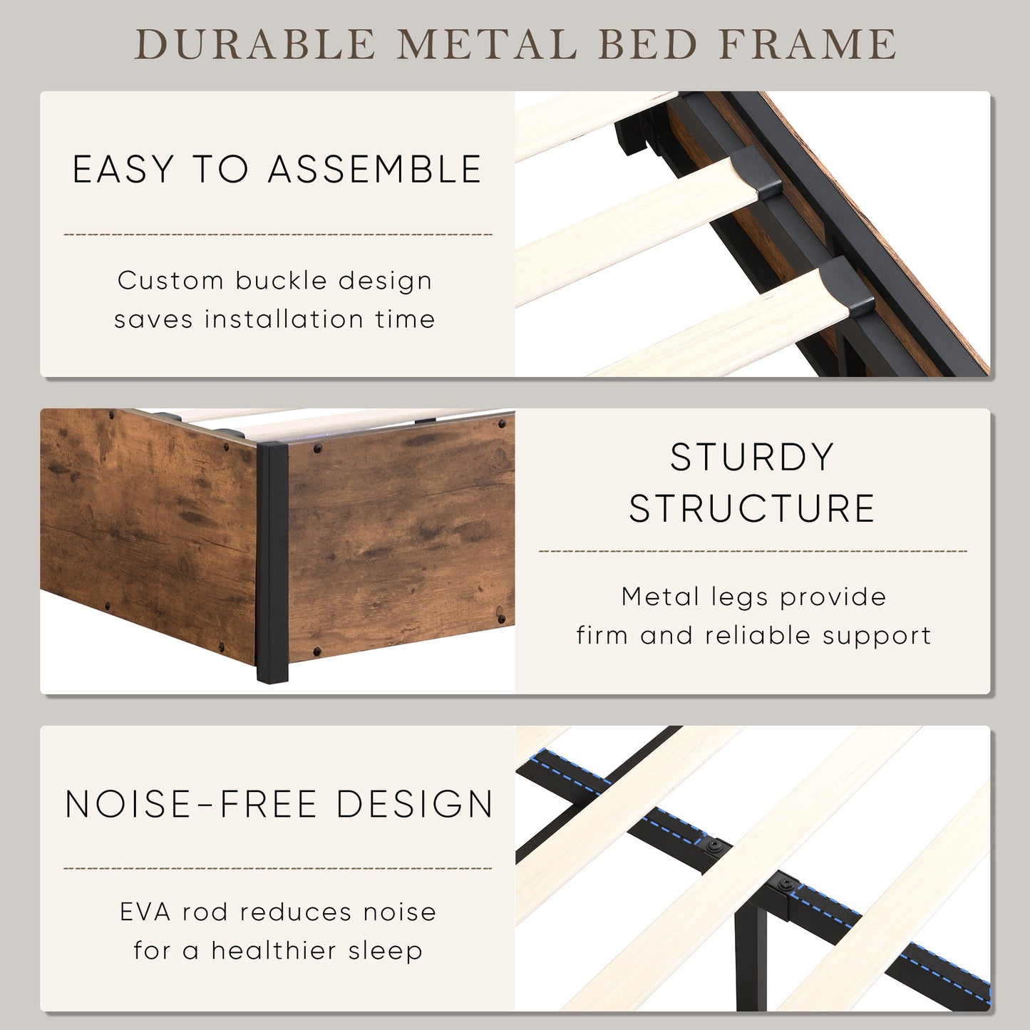 Elevating storage bed frame, full-size bed frame with bookshelf headboard and LED lights, with country brown color - Tampa Home & Garden Store