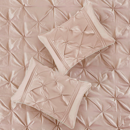 7 Piece Blush Tufted Queen Comforter and Sheets