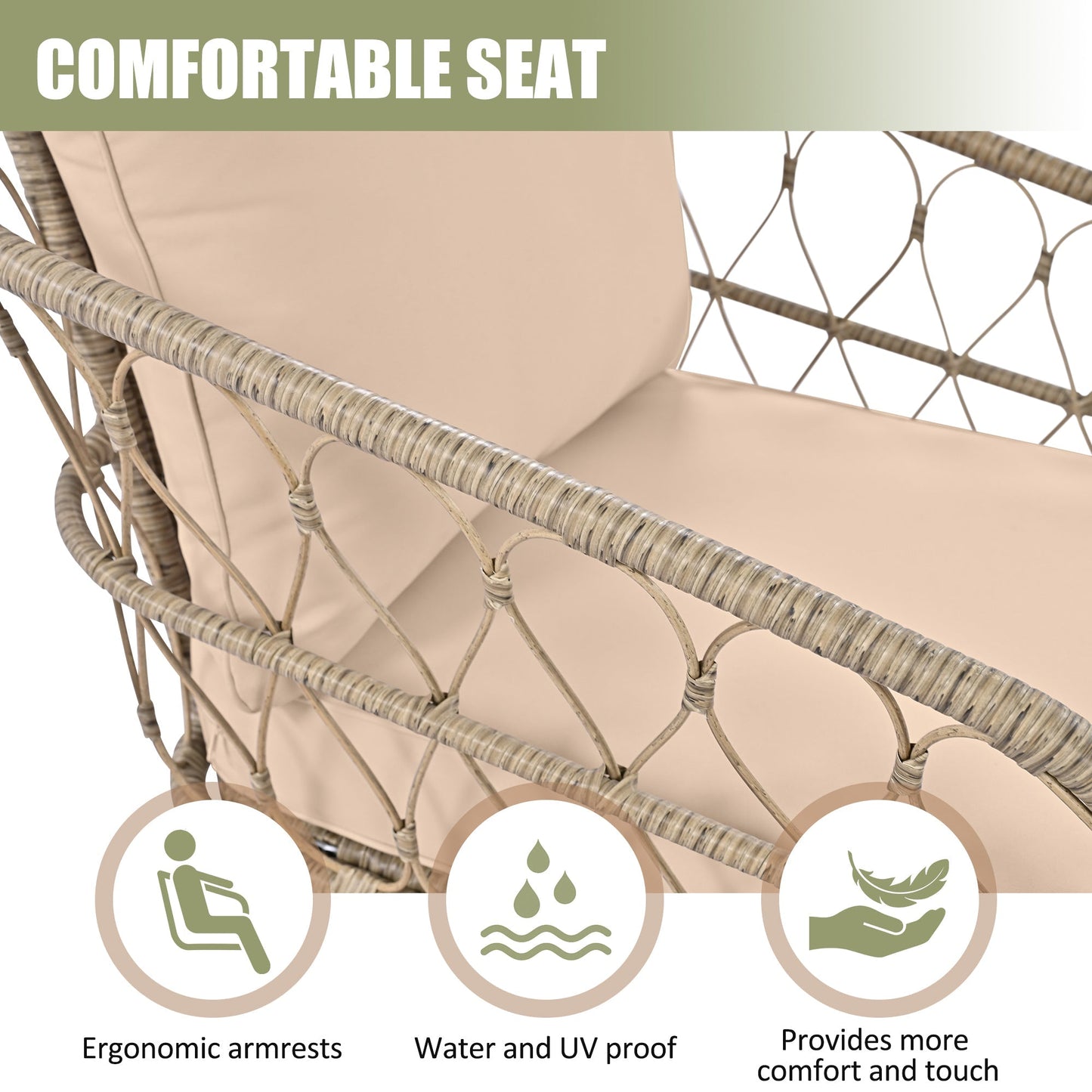 Bohemia-Inspired 4-Person Outdoor Seating Group with removable beige cushions, wicker frame on Tampa Home & Garden Store