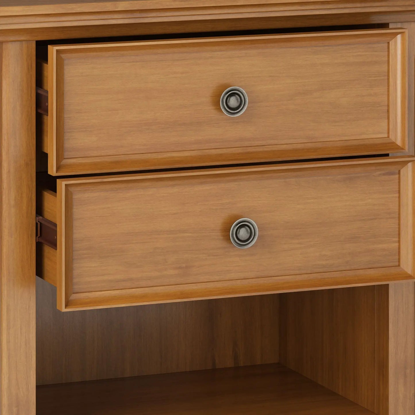 Amherst Bedside Table handcrafted with warm walnut finish and metal knob on Tampa Home & Garden Store