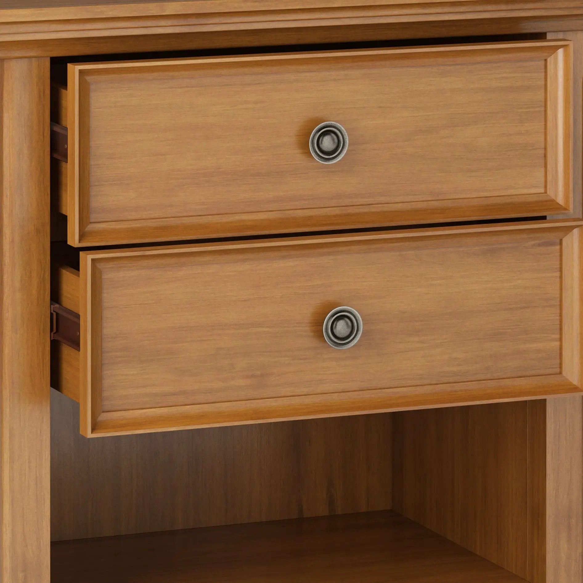 Amherst Bedside Table handcrafted with warm walnut finish and metal knob on Tampa Home & Garden Store