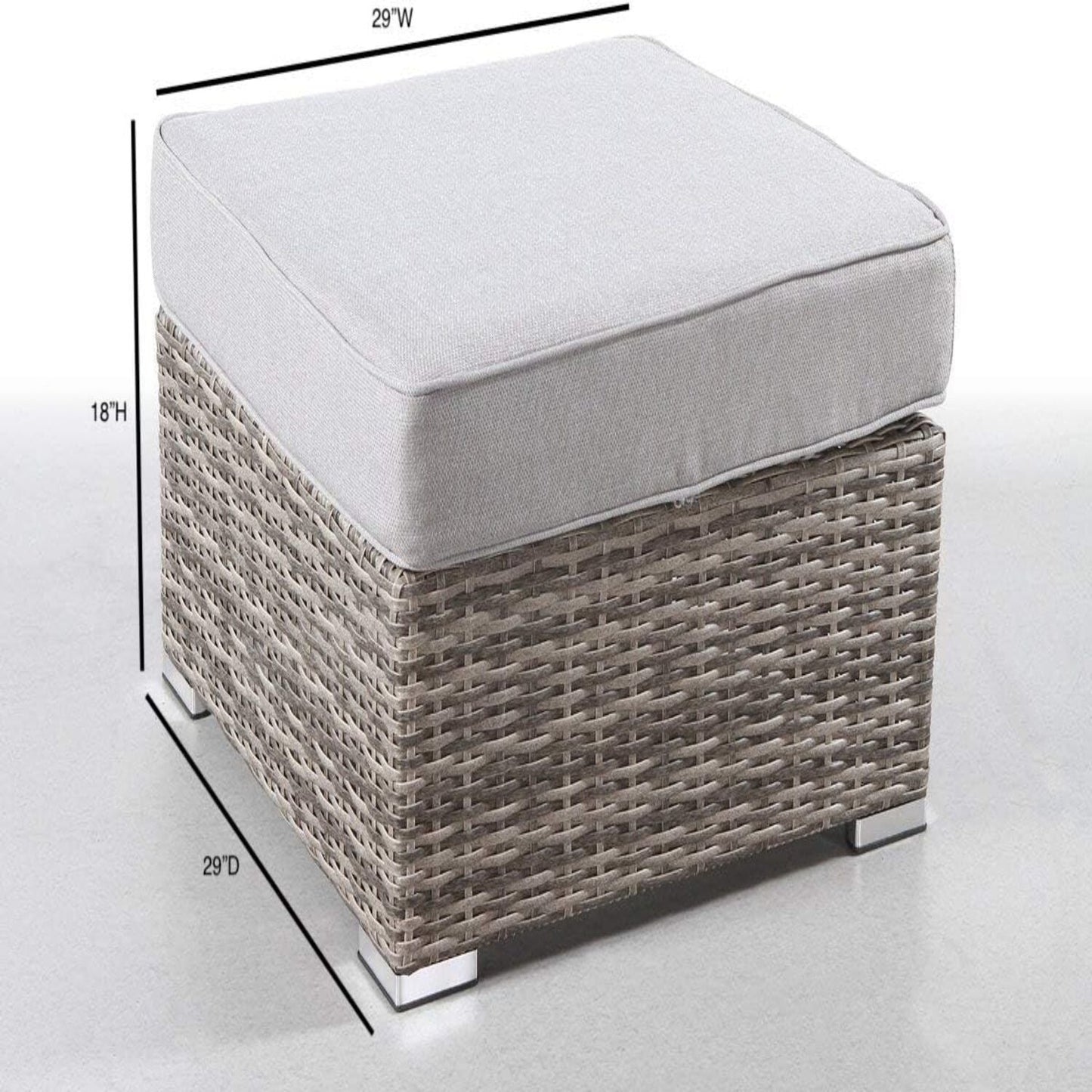 Premium Outdoor Wicker Ottoman and Cushion Set