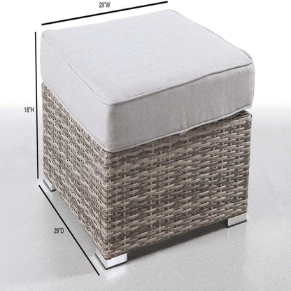 Premium Outdoor Wicker Ottoman and Cushion Set