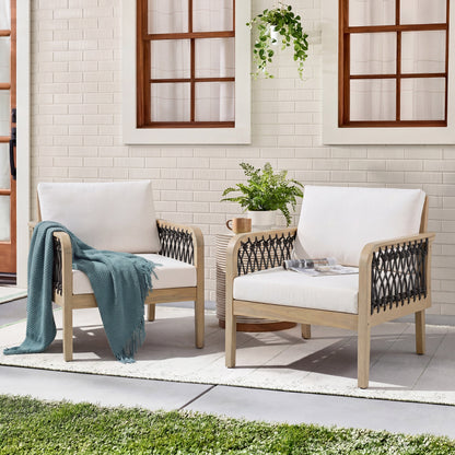 Outdoor Acacia Wood Club Chairs and Rope
