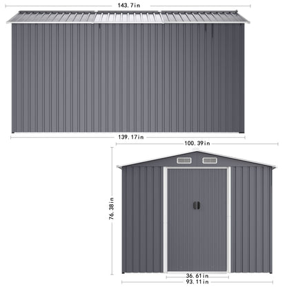 Large Metal Storage Shed and Heavy Sliding Doors