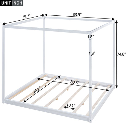Wood Canopy Platform Bed with Airflow Slats and Support Legs, white finish by HouseOfZazla on Tampa Home & Garden Store