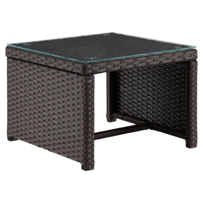 Menton 3-Piece Set coffee table in dark brown resin wicker with glass top HouseOfZazla on Tampa Home & Garden Store
