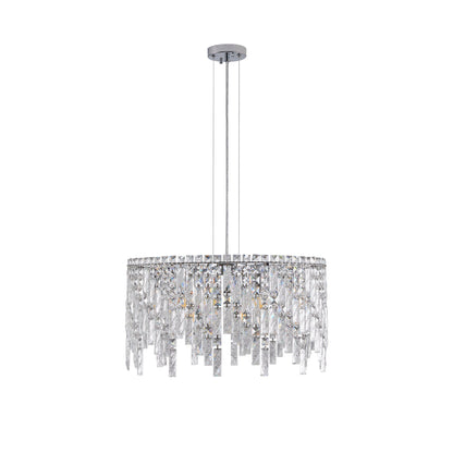 24in round silver crystal chandelier by HouseOfZazla; luxe prisms in a circular frame on Tampa Home & Garden Store