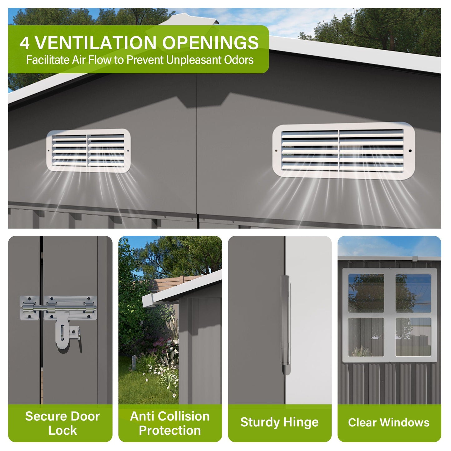 Outdoor Metal Storage Shed With Lockable Doors