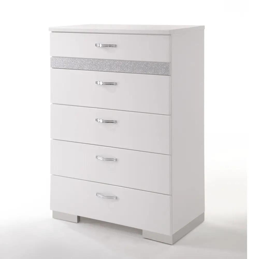 Naima II High Gloss Chest White With Five Drawers