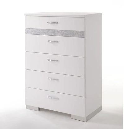 Naima II High Gloss Chest White With Five Drawers