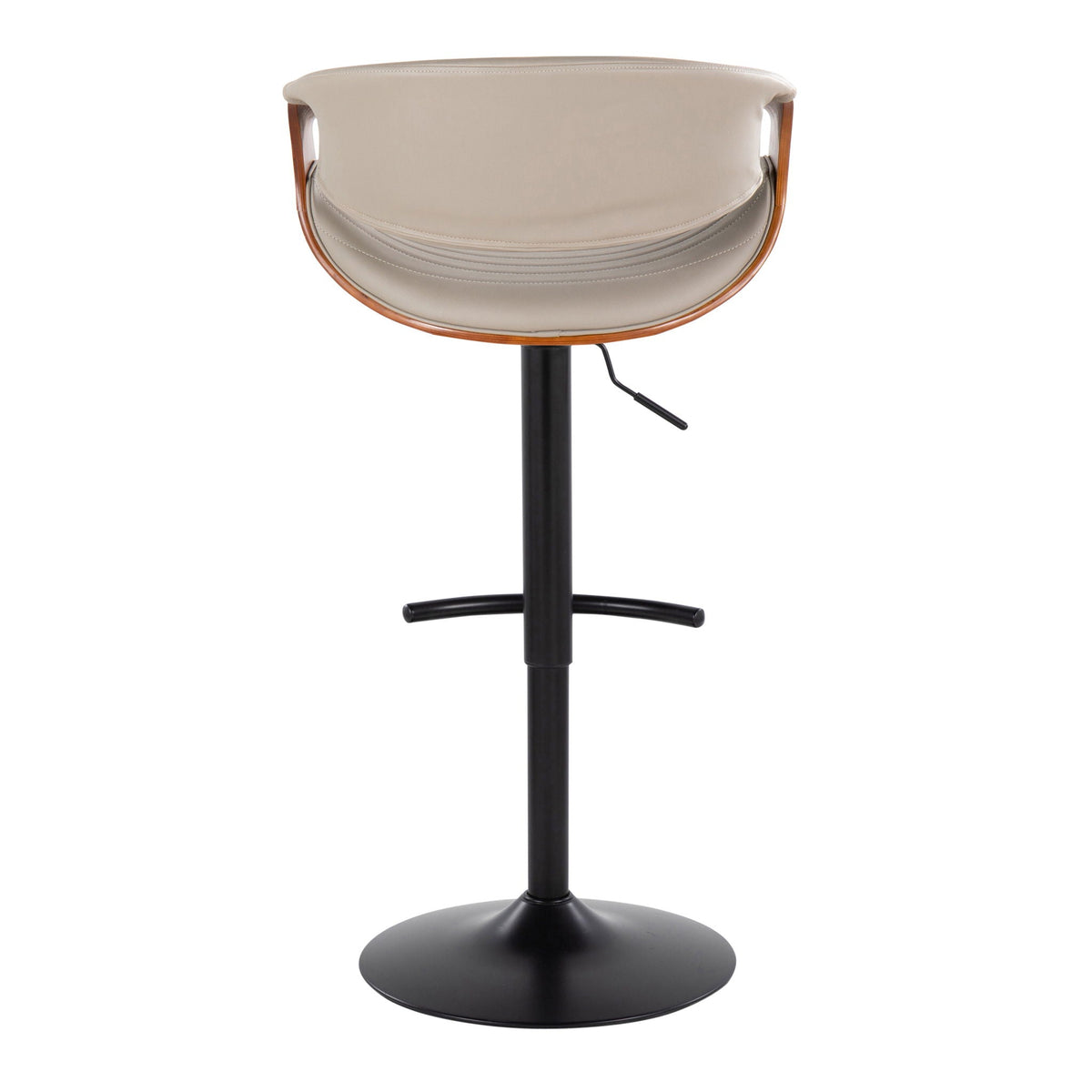 Symphony mid century modern adjustable barstool beige leather seat with black pedestal base on Tampa Home & Garden Store