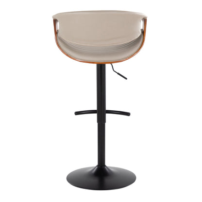 Symphony mid century modern adjustable barstool beige leather seat with black pedestal base on Tampa Home & Garden Store