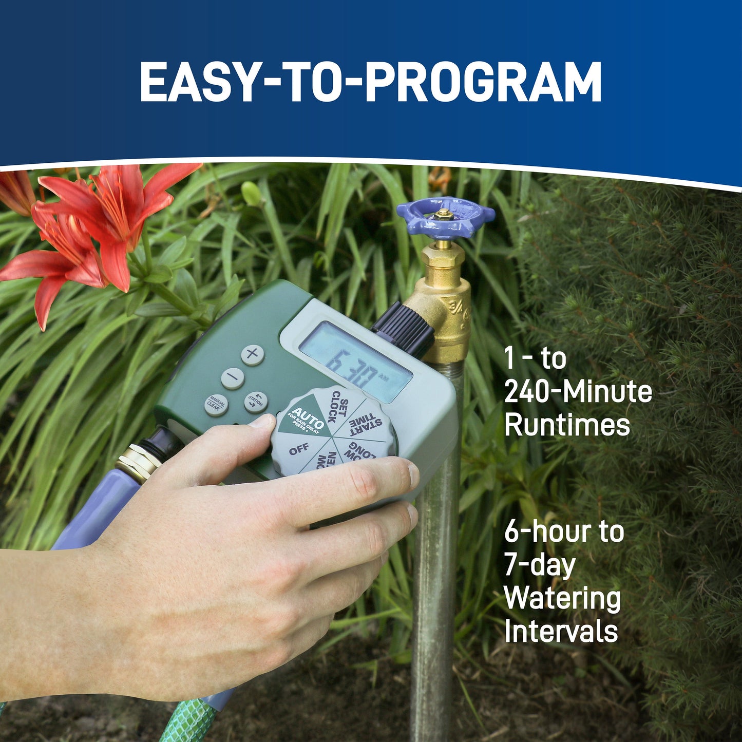 Digital 2 Outlet Hose Faucet Timer