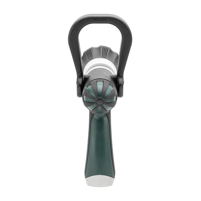 XL Stream Fire Hose Nozzle adjustable; black U-shaped handle with green body on Tampa Home & Garden Store