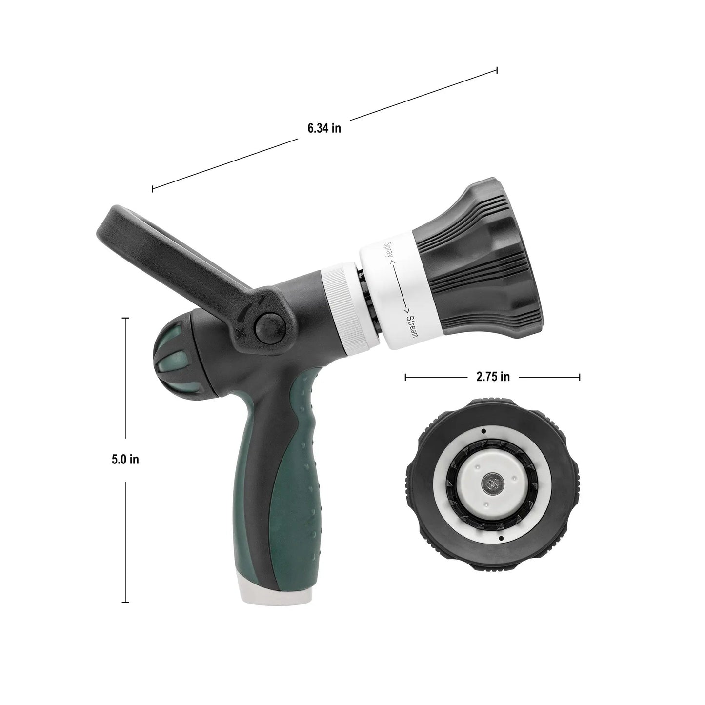 XL Stream Fire Hose Nozzle Adjustable 58931 by Orbit Irrigation with black-green grip on Tampa Home & Garden Store