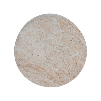 Outdoor Concrete Side Table with Beige Travertine