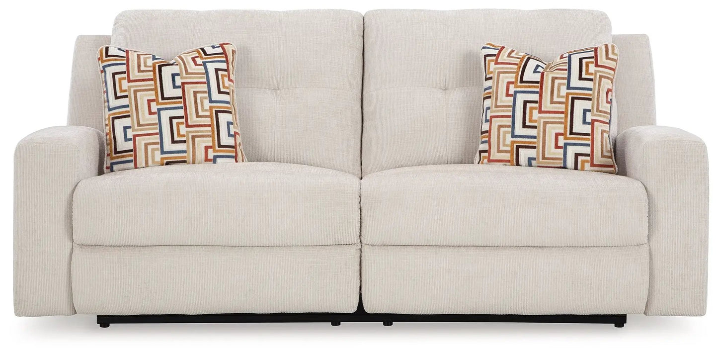 Danum 2-seat reclining sofa beige fabric with 2 geometric pillows Unique Piece Furniture on Tampa Home & Garden Store