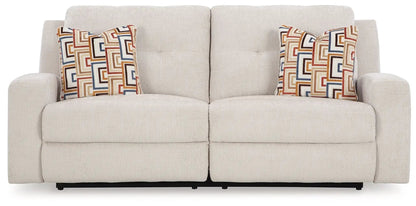 Danum 2-seat reclining sofa beige fabric with 2 geometric pillows Unique Piece Furniture on Tampa Home & Garden Store
