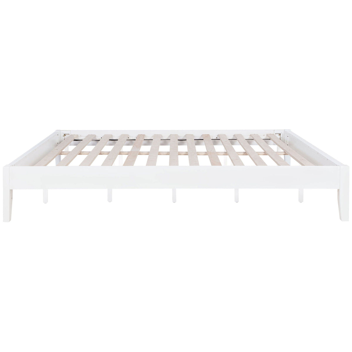 Hounslow platform bed white frame with natural wood slat base on Tampa Home & Garden Store