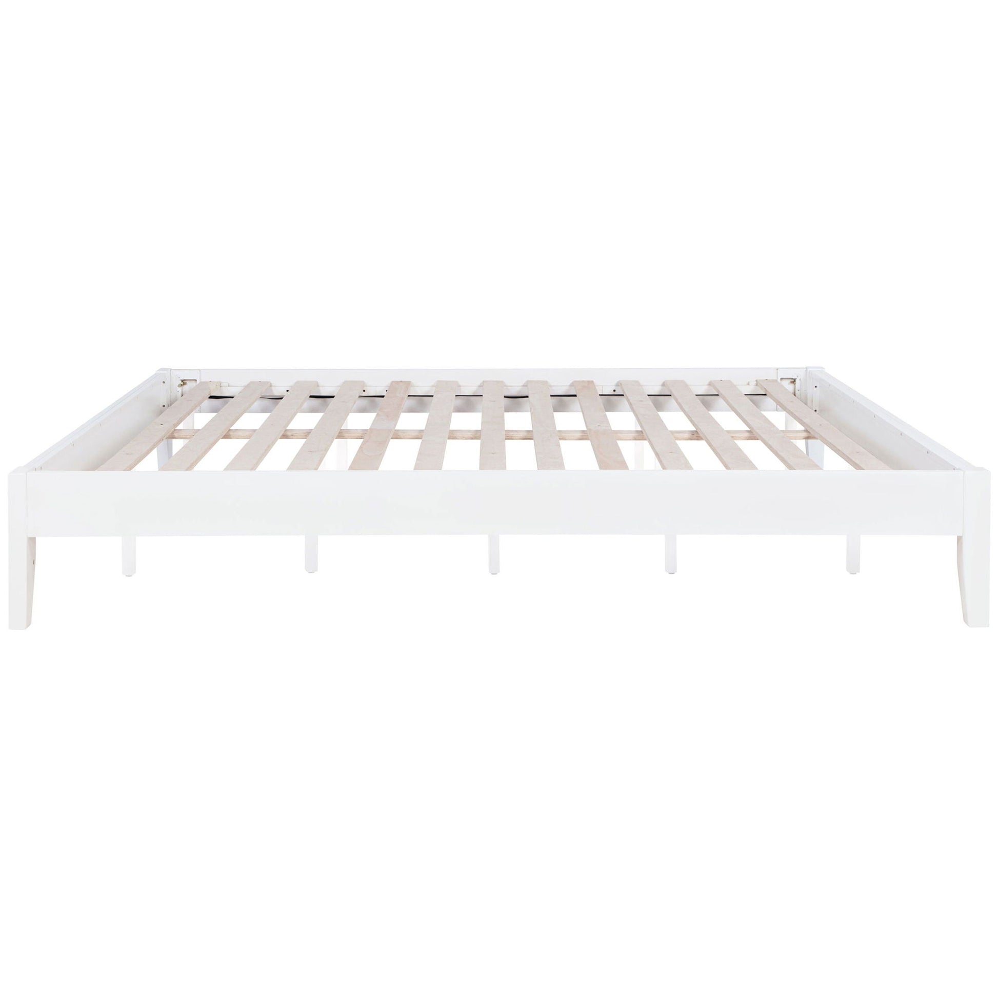 Hounslow platform bed white frame with natural wood slat base on Tampa Home & Garden Store