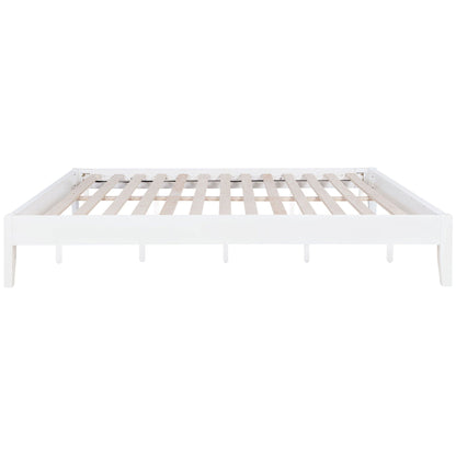 Hounslow platform bed white frame with natural wood slat base on Tampa Home & Garden Store