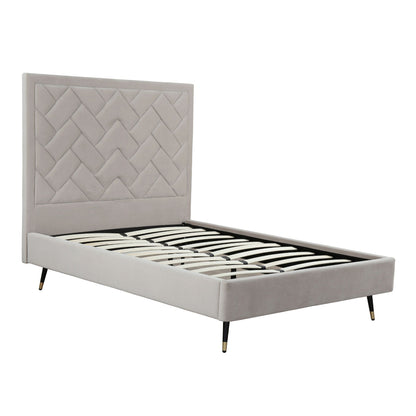 Crosby upholstered bed with light grey fabric headboard and slats by HouseOfZazla on Tampa Home & Garden Store