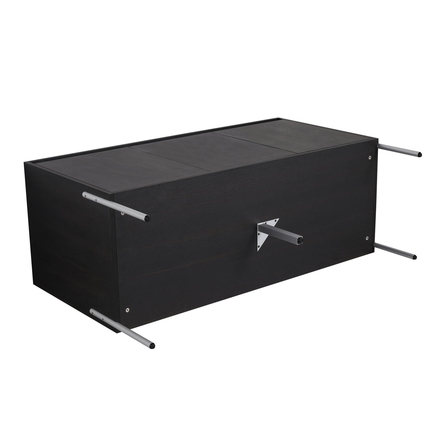 Freestanding bathroom vanity cabinet in dark wood with silver metal handles on Tampa Home & Garden Store