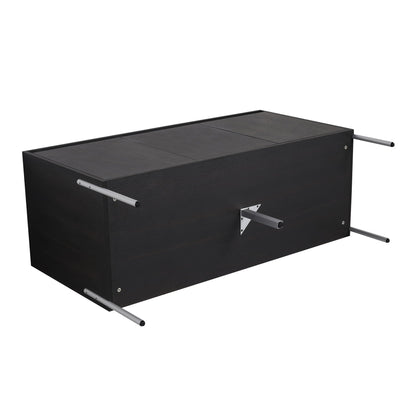 Freestanding bathroom vanity cabinet in dark wood with silver metal handles on Tampa Home & Garden Store
